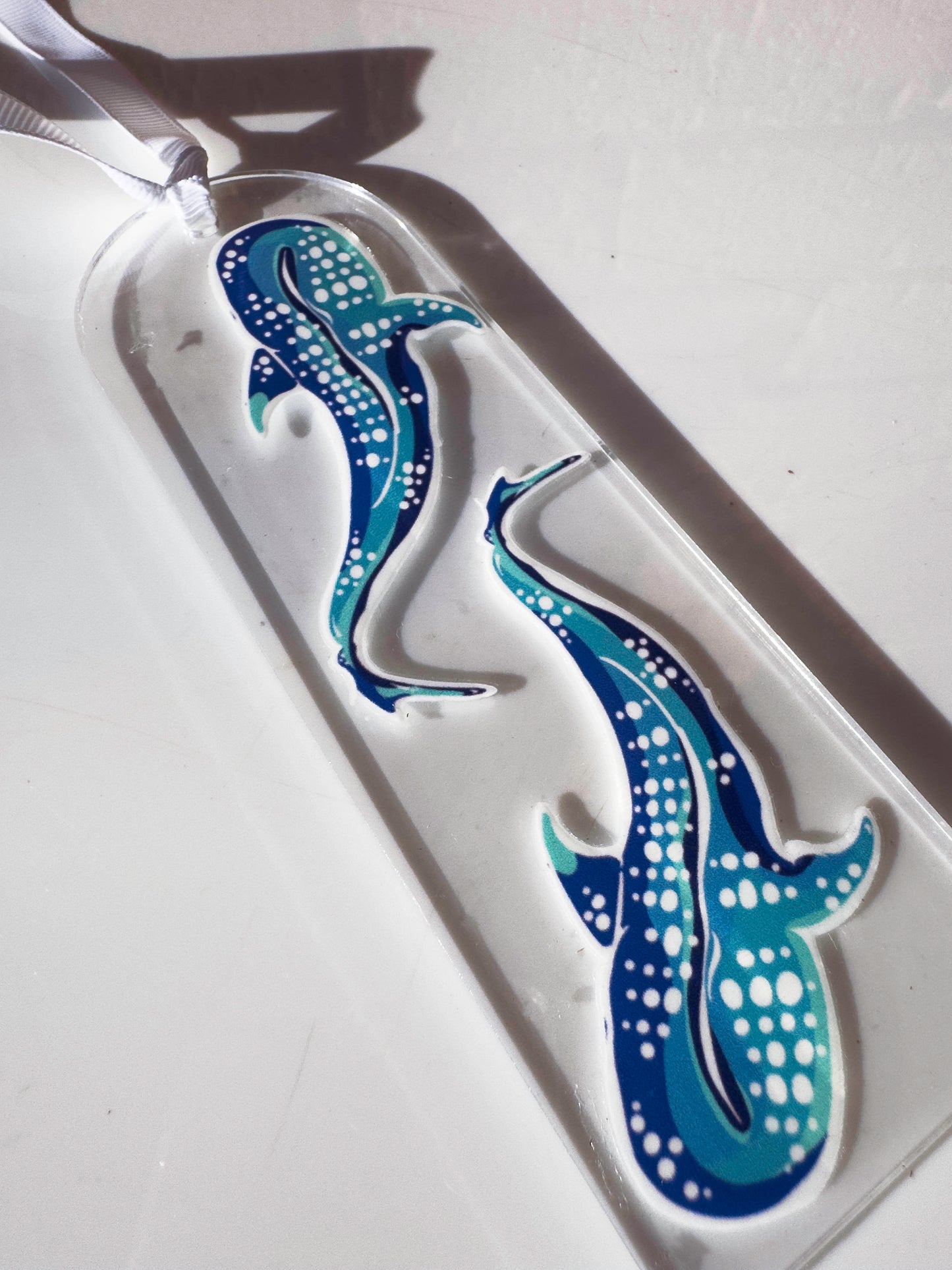Whale Shark Acrylic Book Mark – Watercolour Ocean Animal Art – full view