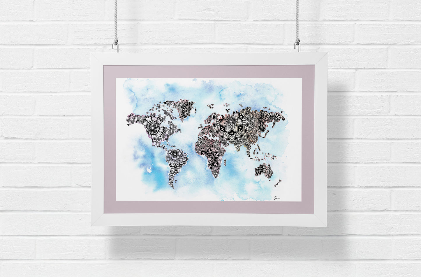Wanderlust Mandala – Pastel World Map Watercolour Art Print