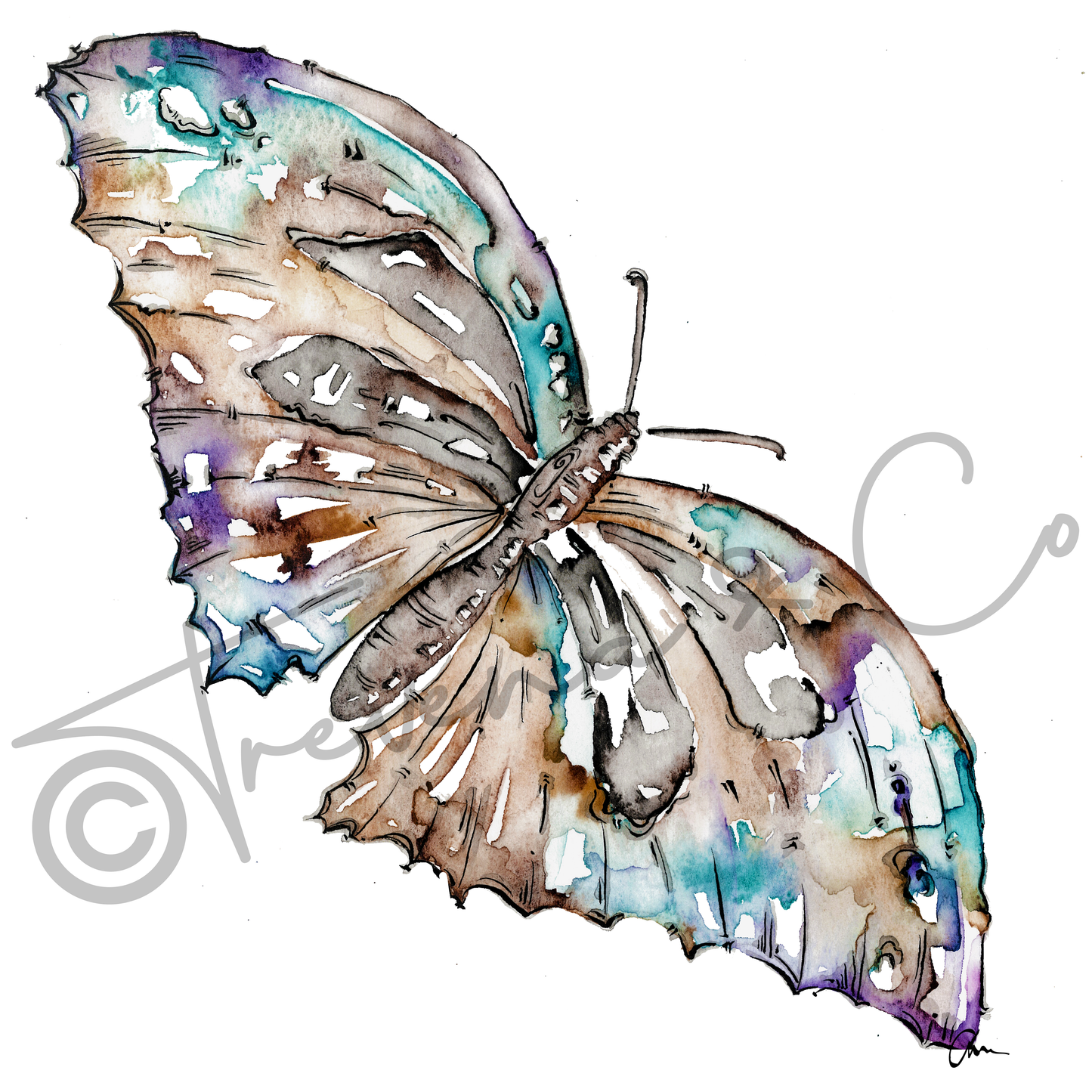 Butterfly Watercolour Art Print - Boho wall hanging