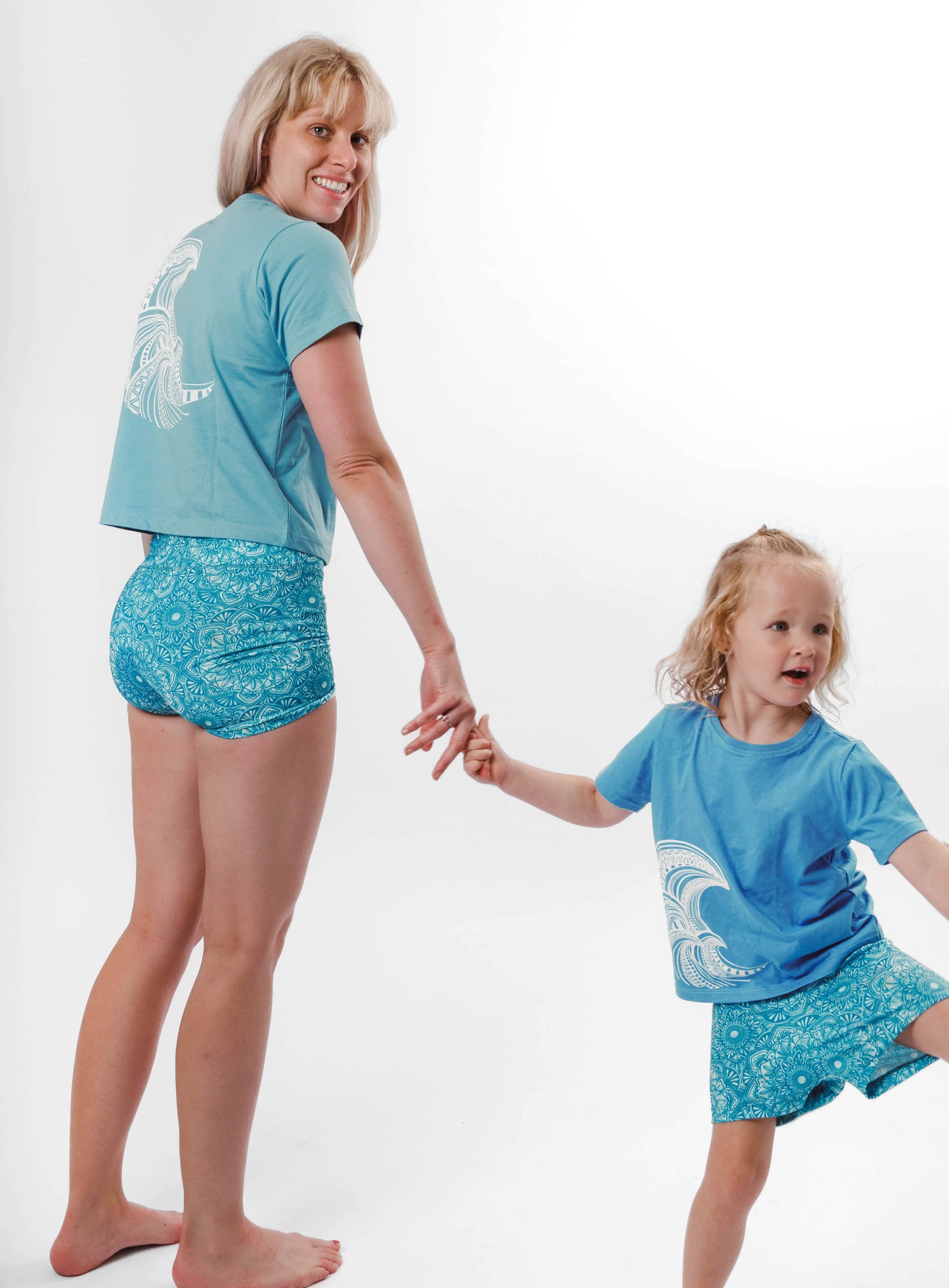 T-Shirt Cropped Wave Mandala -  Blue