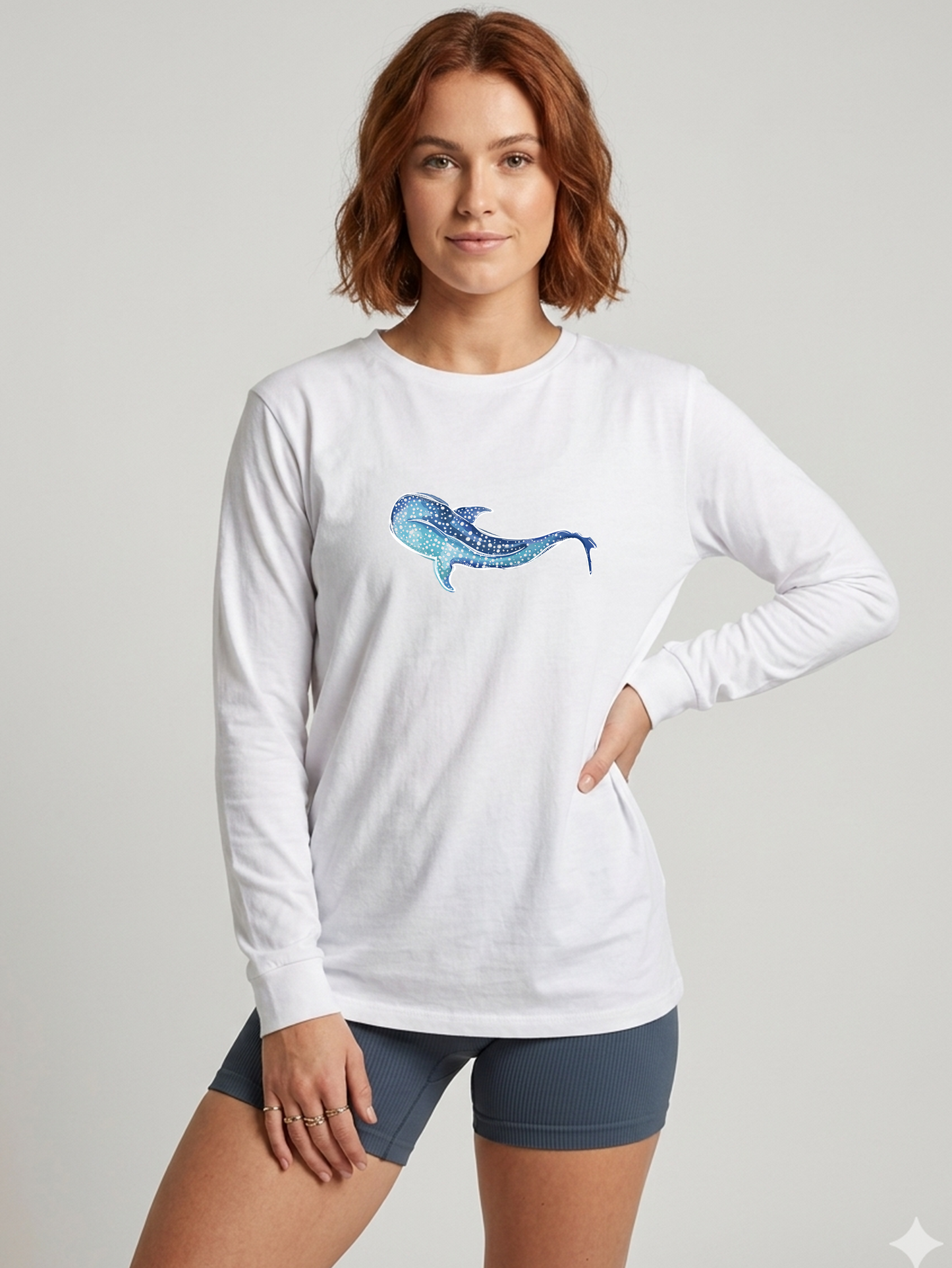 Long White T-Shirt – Hand Drawn Graphic DTF Front Print 100% Cotton – view 8