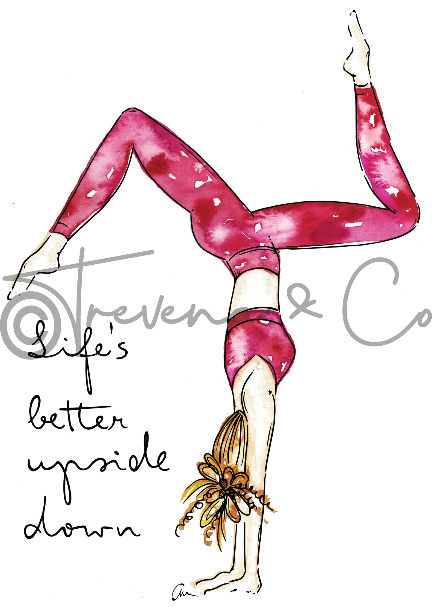 Yoga Girl Watercolour - Pink