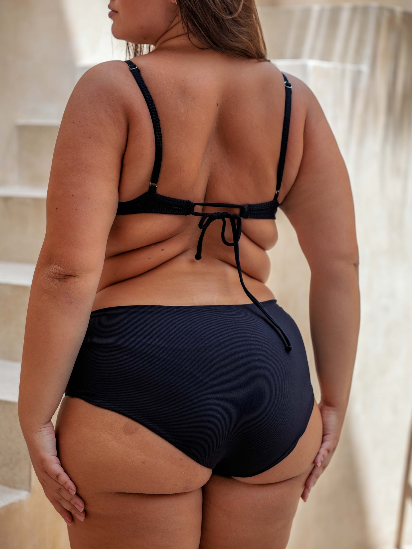 Bikini Bottom High-Waist - Black Textured