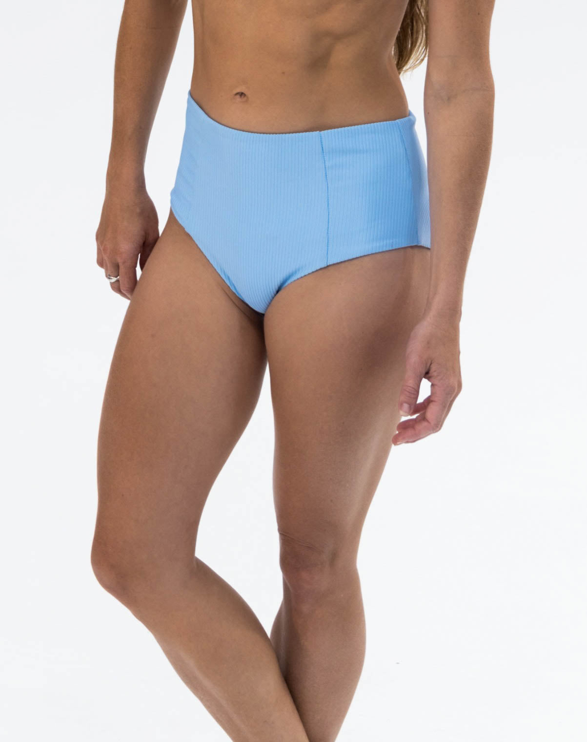 Surf Crop + High-waisted Bikini Set - Blue Textured