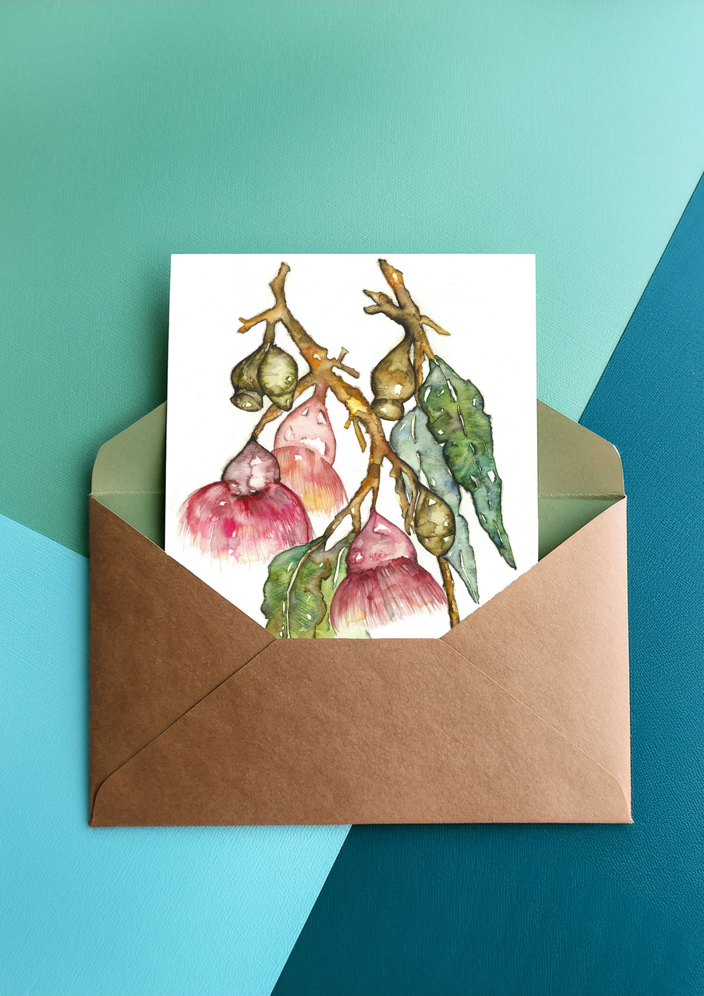 Bottle Brush Flower Greeting Card – Watercolour & Ink Illustration
