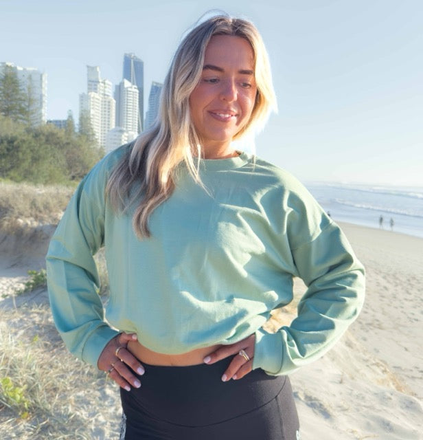 Organic Cotton Sweatshirt – Green with Wave Mandala Graphic