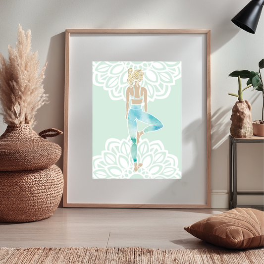 Yoga Art Print "Tree Pose – Vrksāsana – Hand-Drawn Art Illustration Print