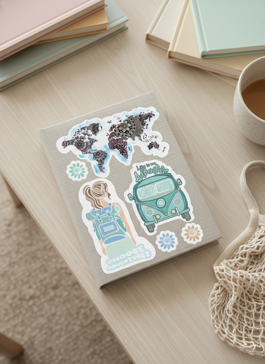 Travel Girl Adventure Sticker Sheet