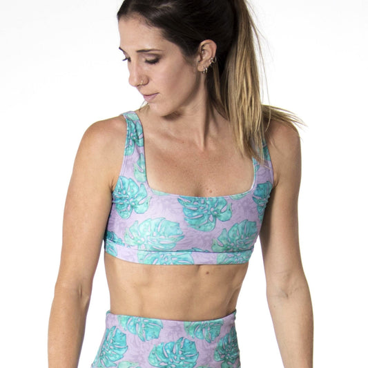 Crop Top / Patterned Surf Bikini - Monstera Leaf