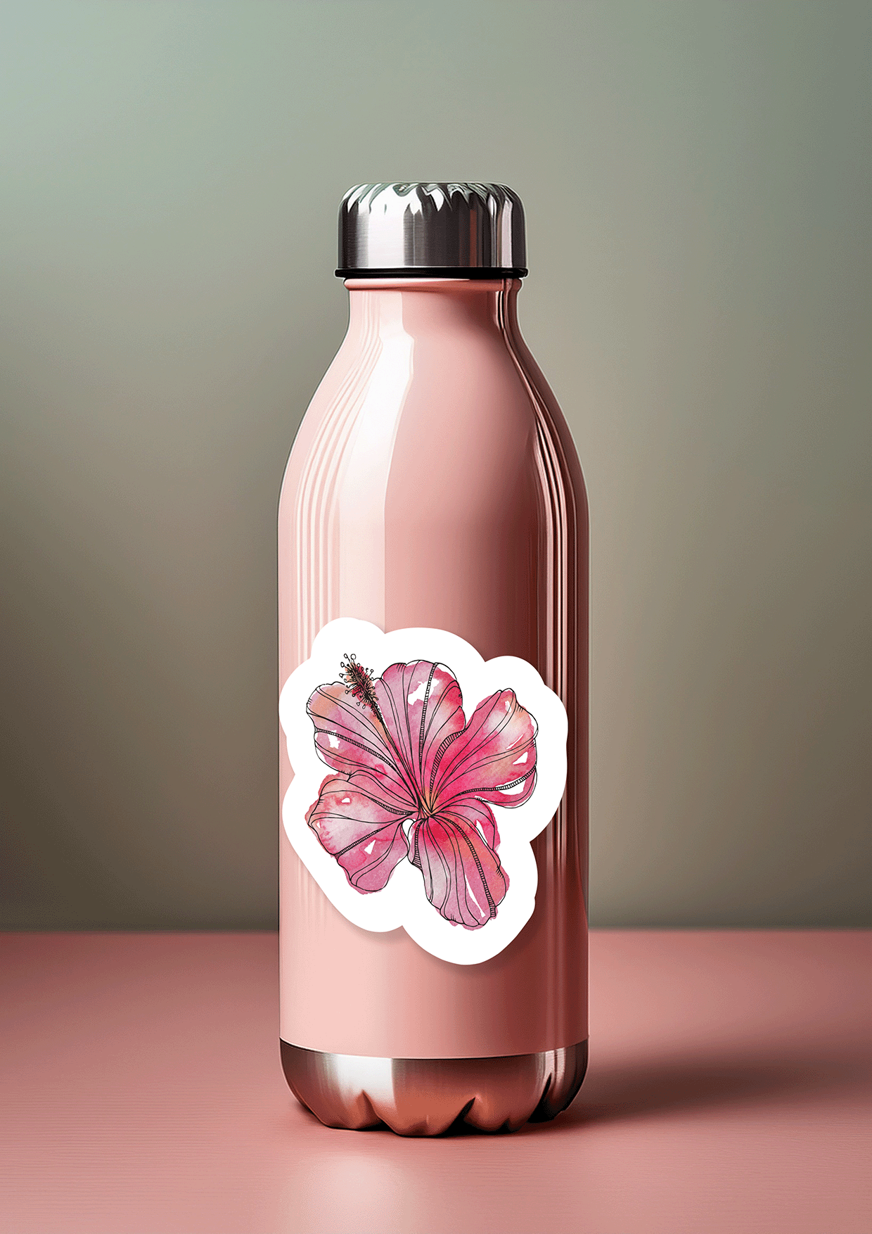 Hibiscus Flower Watercolour Vinyl Sticker