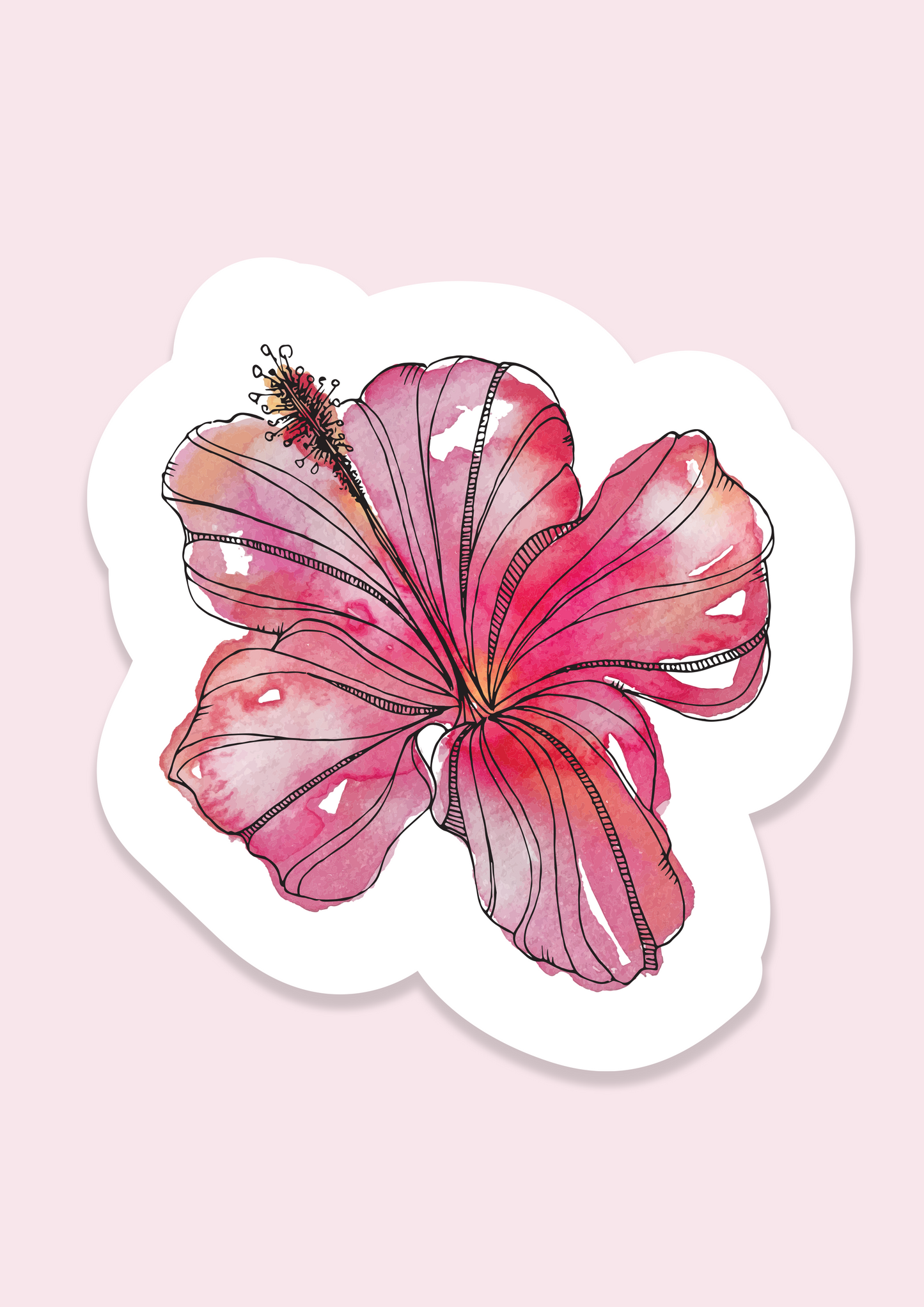 Hibiscus Flower Watercolour Vinyl Sticker