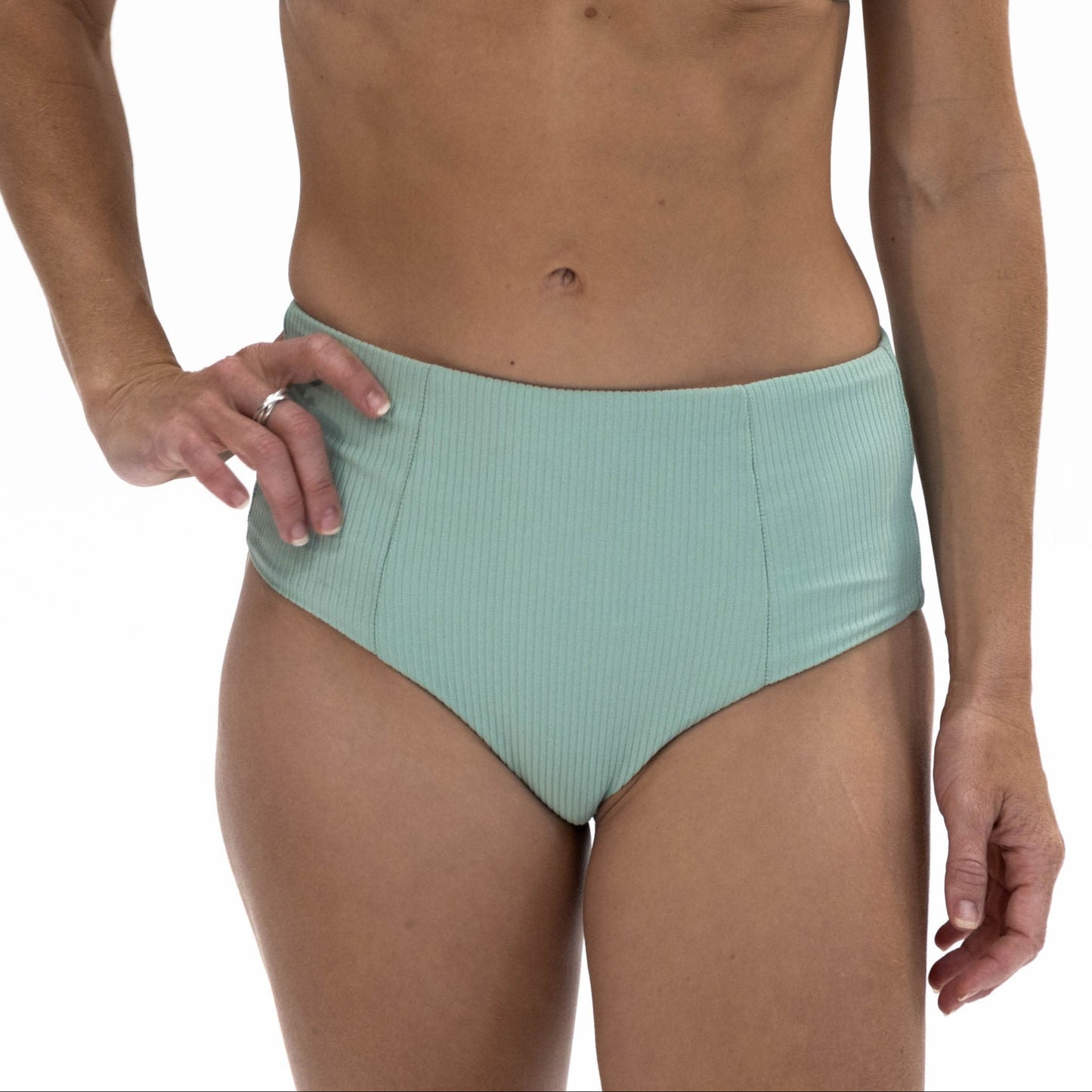 Bikini Bottom High-Waist - Textured Pastel Green