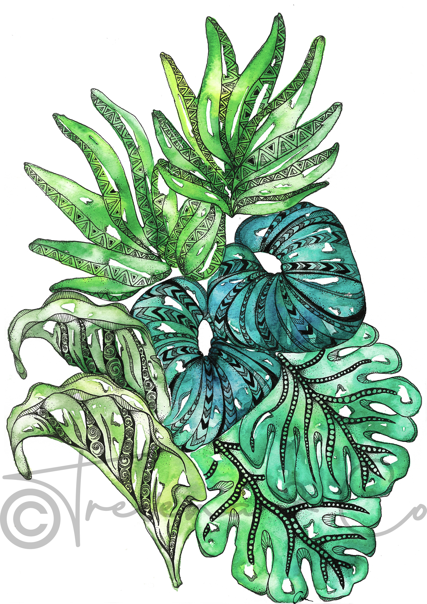 Leaf Mandala Watercolour