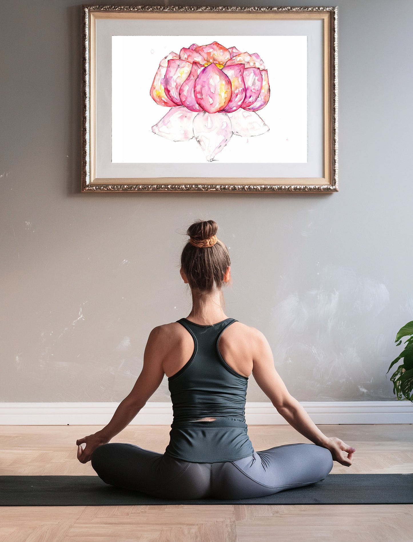 Lotus Flower Art Print – Hand-Painted Watercolour & Ink Illustration