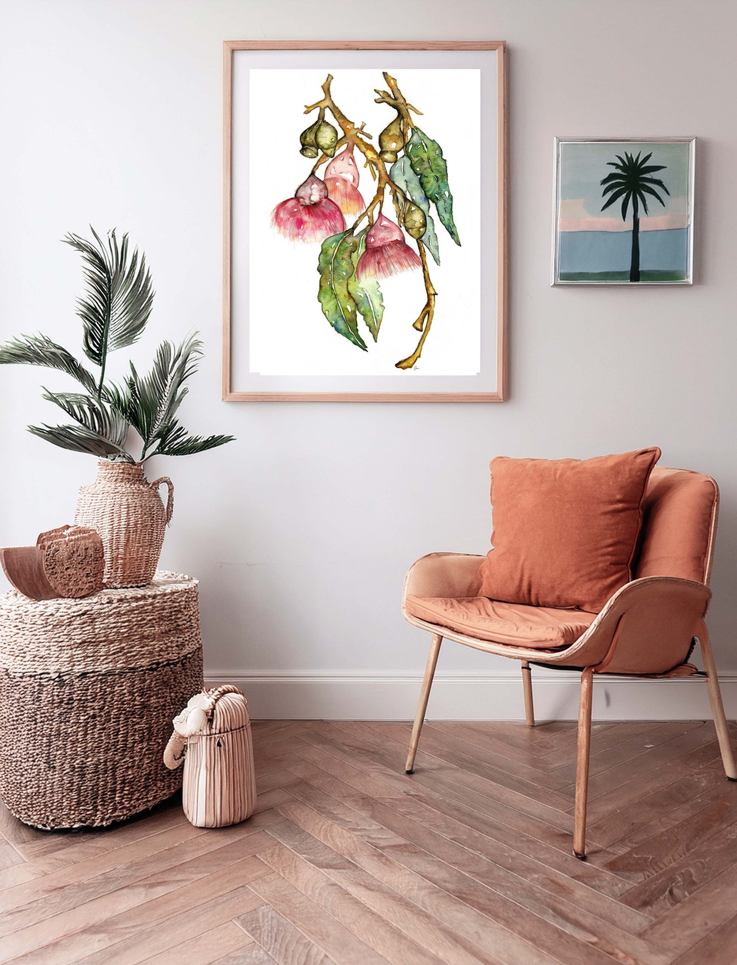Native Australian Botanical Watercolour - Gum Leaf and Flower Print