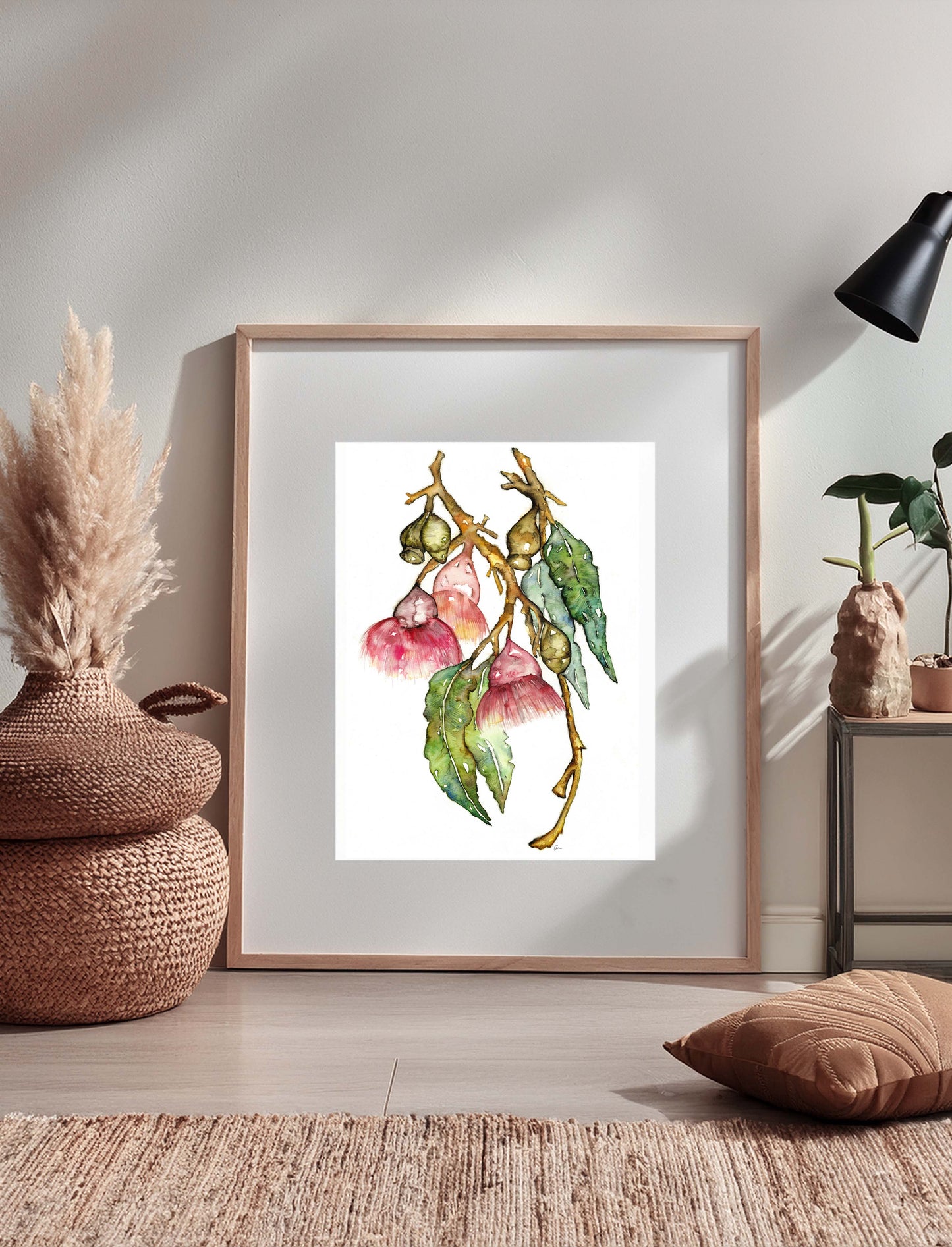 Native Australian Botanical Watercolour - Gum Leaf and Flower Print