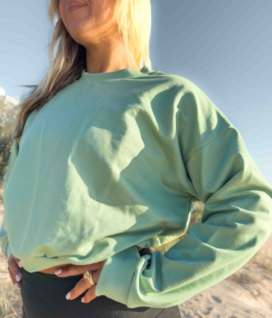 Organic Cotton Sweatshirt – Green with Wave Mandala Graphic