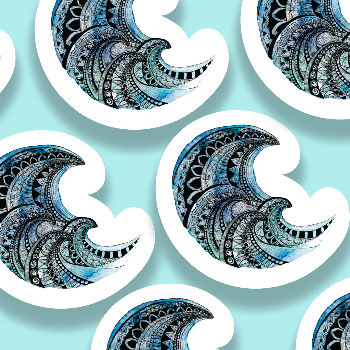 Wave Mandala Watercolour Vinyl Sticker