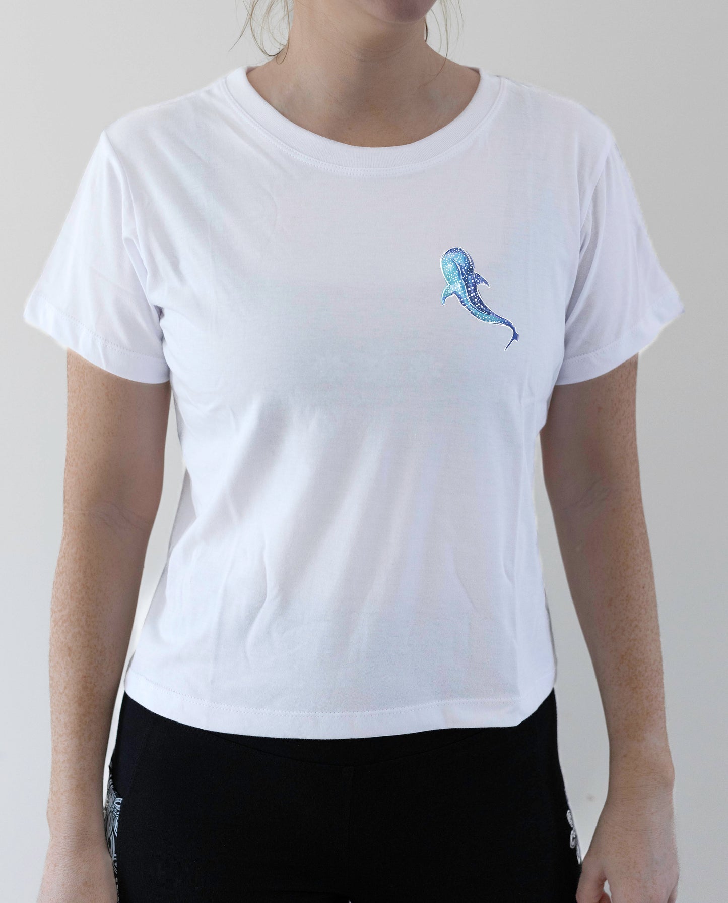 Whale Shark T-shirts Cropped Graphic Tee - 100% Cotton