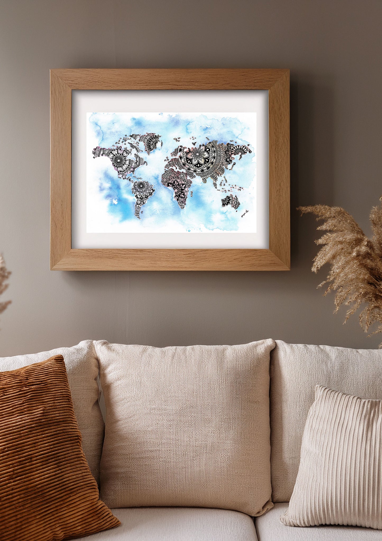 Wanderlust Mandala – Pastel World Map Watercolour Art Print