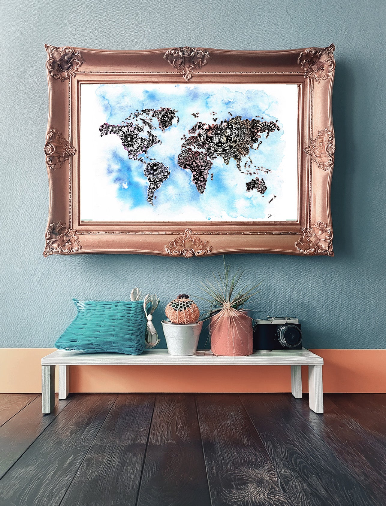 Wanderlust Mandala – Pastel World Map Watercolour Art Print