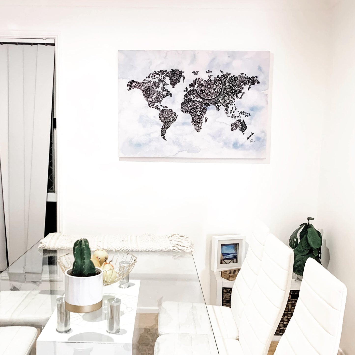 World Map Mandala Canvas