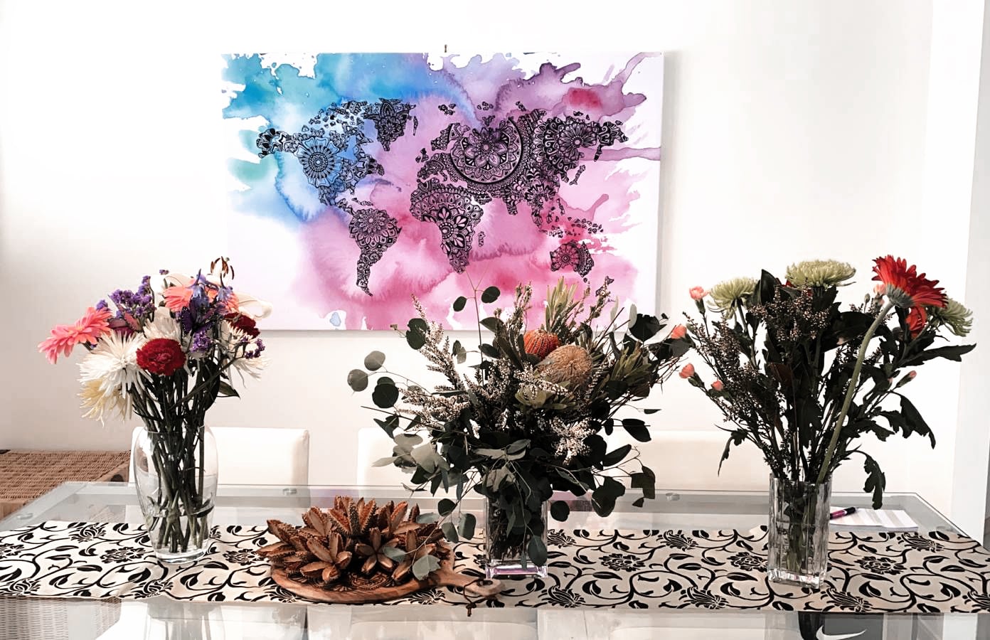 World Map Mandala Canvas