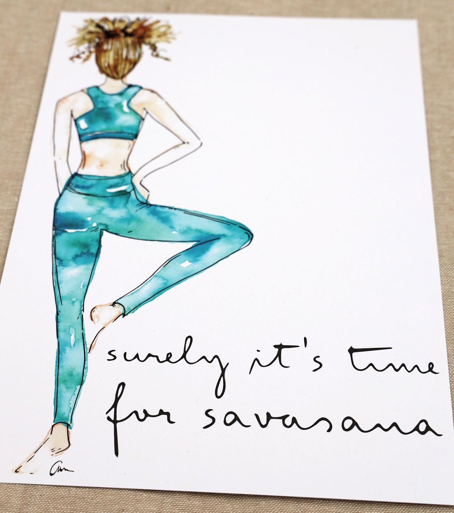Yoga Girl Watercolour - Blue