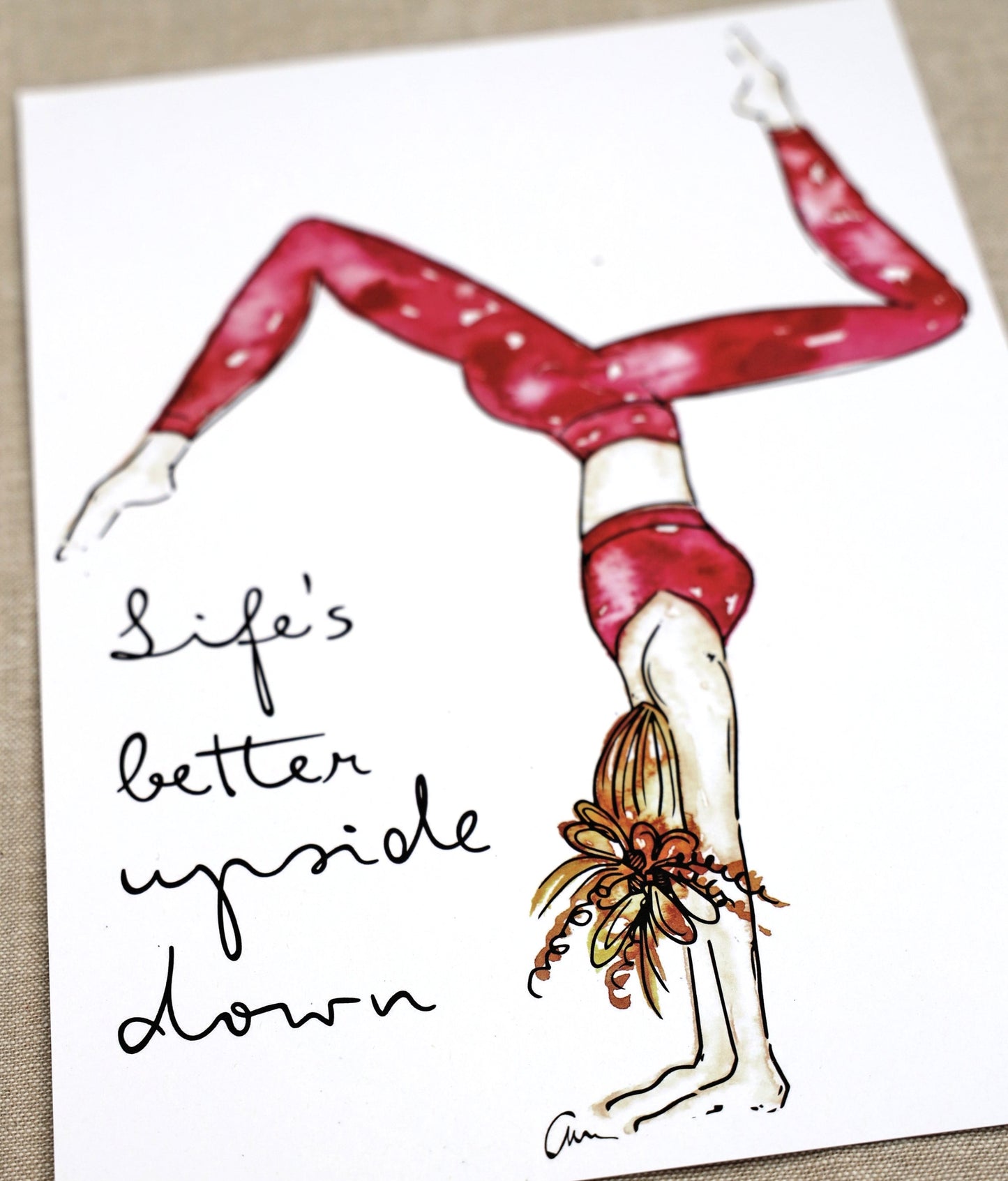 Yoga Girl Watercolour - Pink