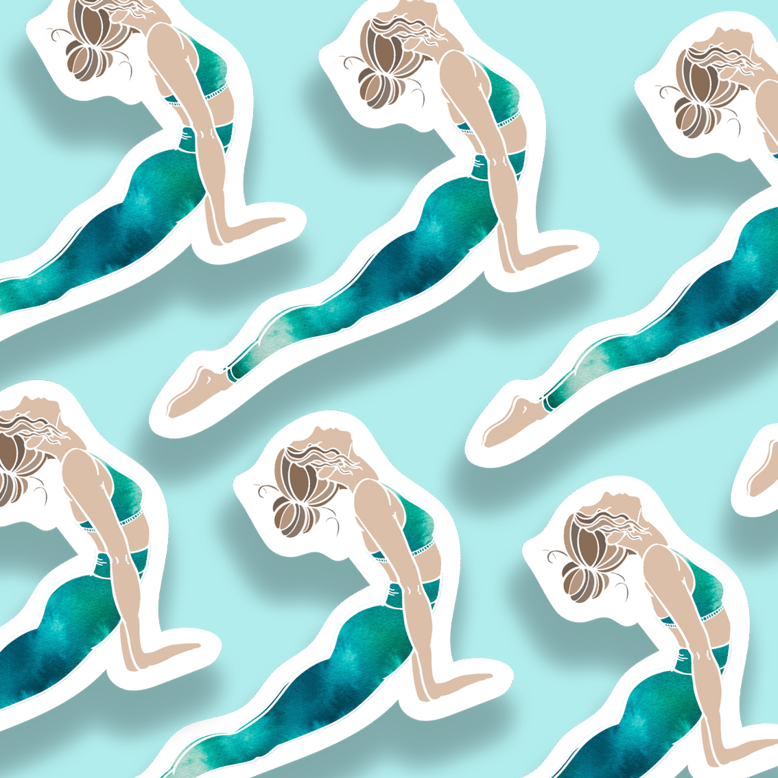 Yoga Girl Upward Facing Dog - Vinyl Sticker