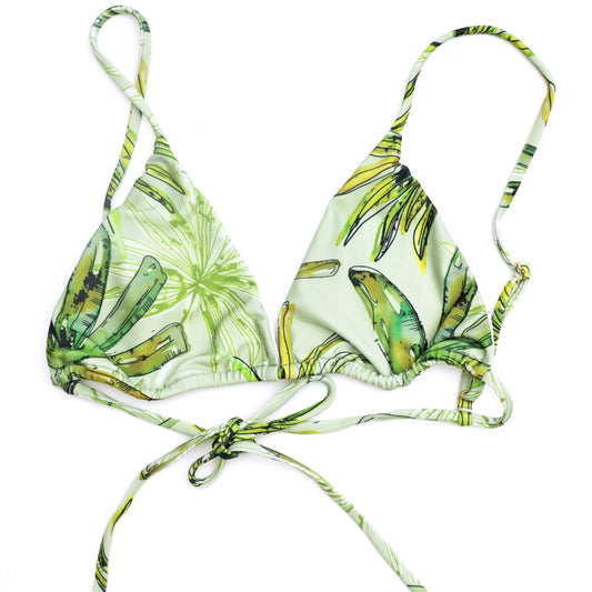 String Bikini Top - Green Leaves