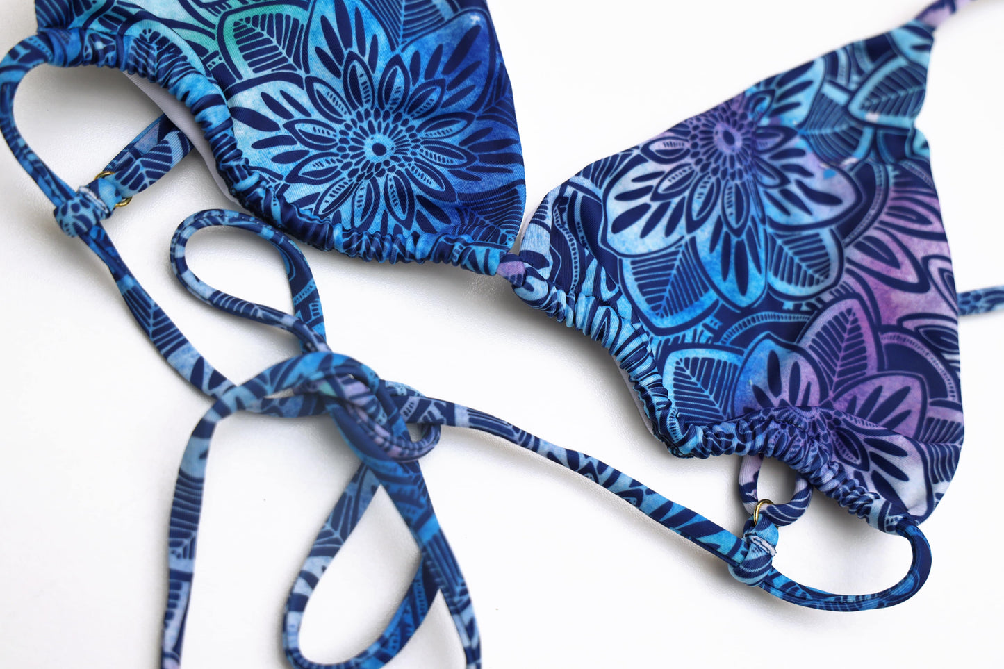 String Bikini Top - Mandala Blue