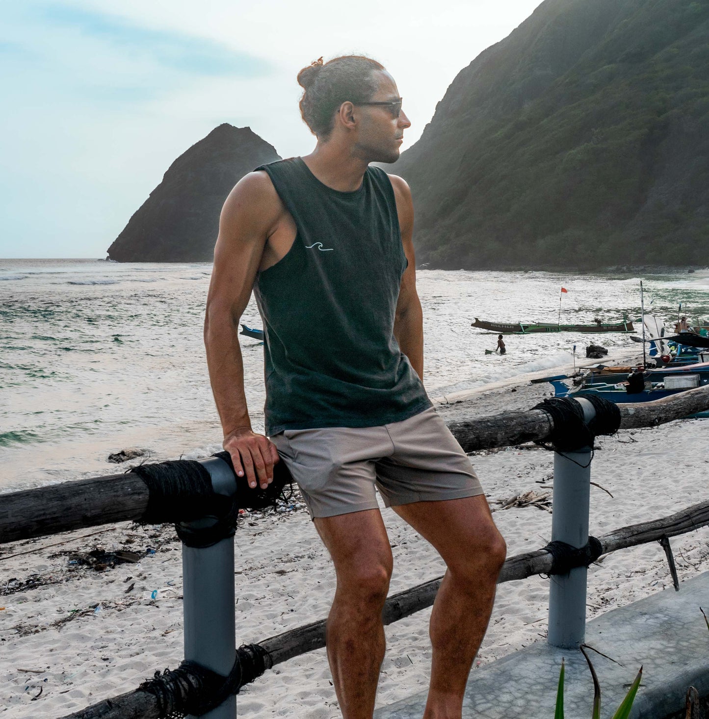 Muscle Singlet Wave - Stone Washed Black