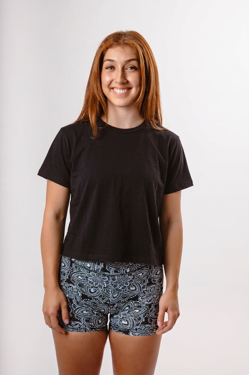 Organic Cotton Stretch Cropped T-shirt – Black | Natural Fabric