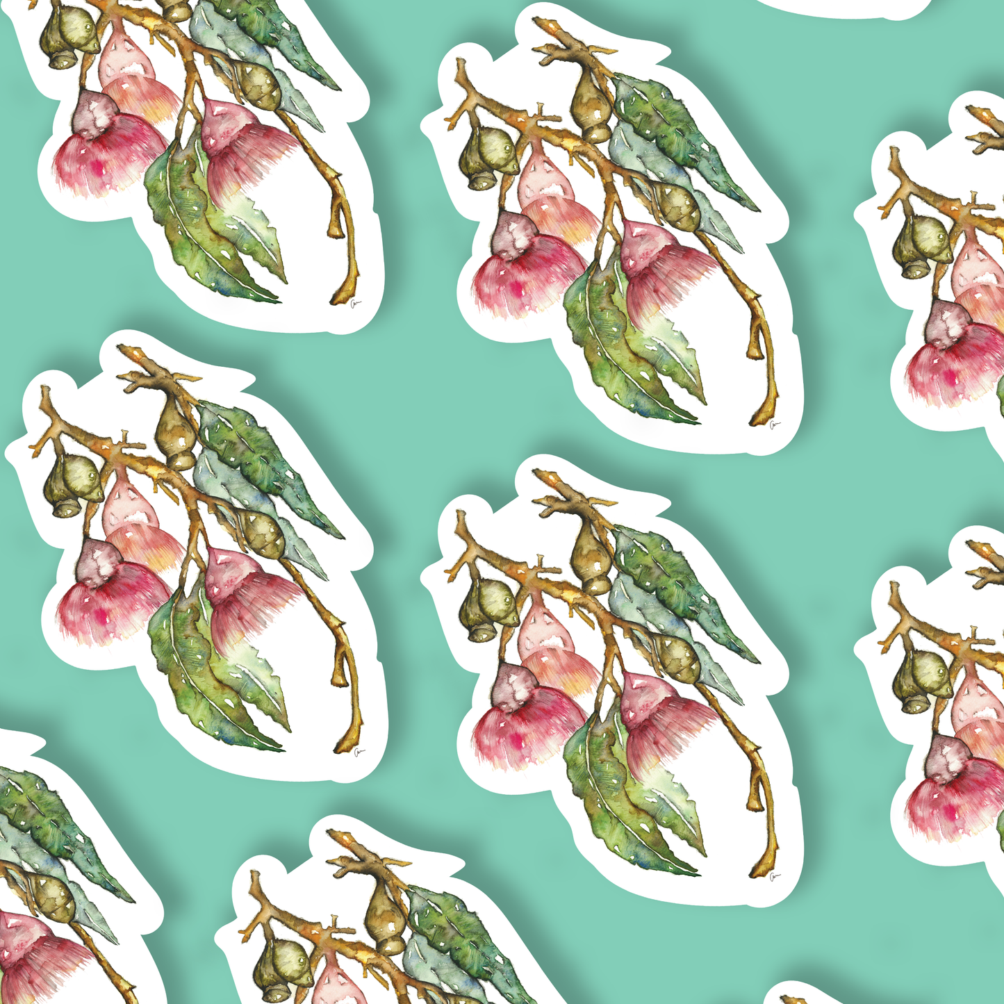 Bottle Brush Flower Watercolour Vinyl Sticker