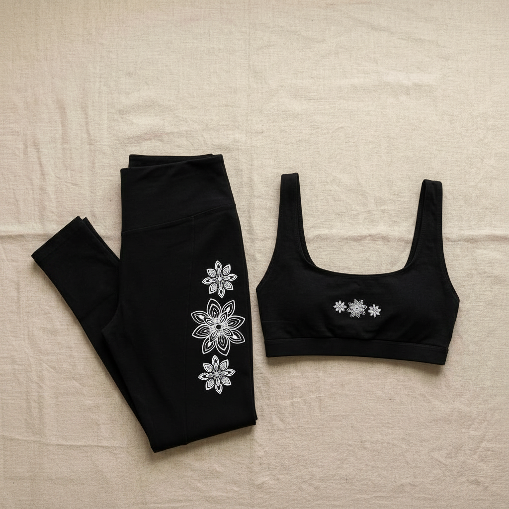 Black Organic Cotton Legging & Crop Top Set – Activewear Bundle