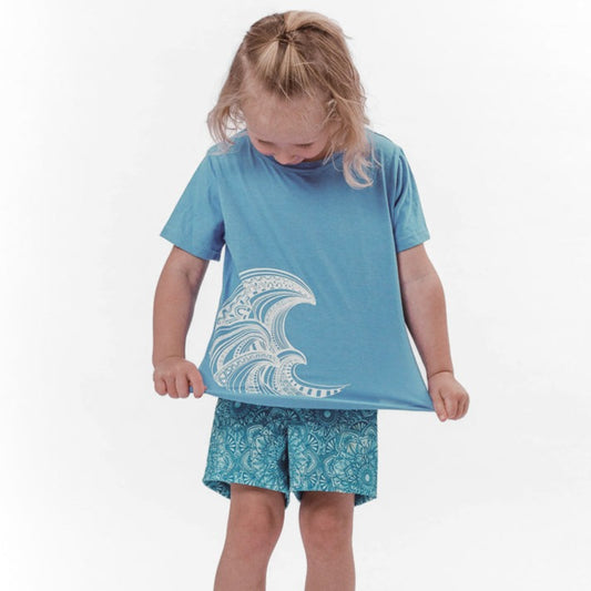 Kids T-Shirt Wave Mandala - Blue