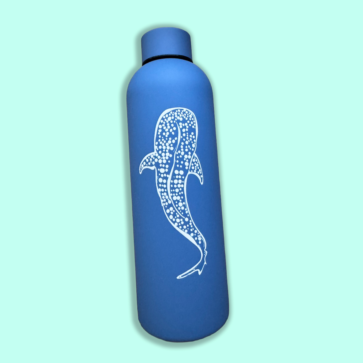 Whale Shark Blue Insluated Drink Bottle - Hand Drawn Illustraion UV DTF Sticker