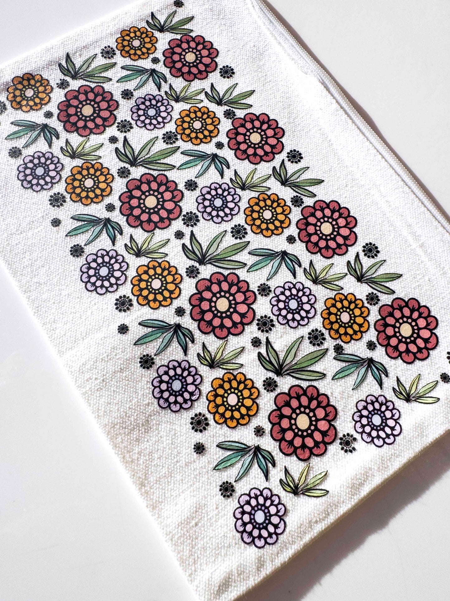 Flower Make-up Bag | Canvas Pouch with Artisan Watercolour Illustration – Art You Can Carry