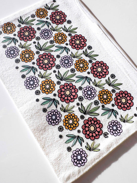 Flower Make-up Bag | Canvas Pouch with Artisan Watercolour Illustration – Art You Can Carry