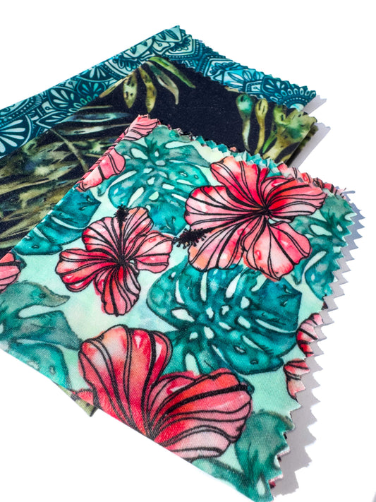 Organic Cotton Beeswax Food Wrap Bags 3 Pack | Patterned Reusable Plastic Free Food Storage