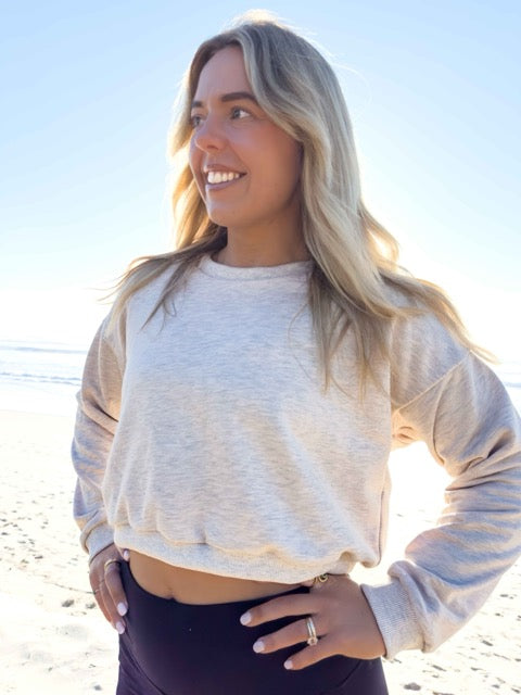Organic Cotton Sweatshirt – Beige with Mandala Motif Graphic