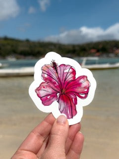 Hibiscus Flower Watercolour Vinyl Sticker