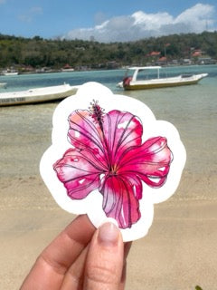 Hibiscus Flower Watercolour Vinyl Sticker