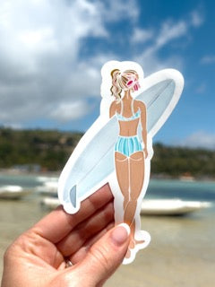 Surfer Girl Watercolour Vinyl Sticker
