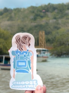 Adventure Travel Girl Illustration Vinyl Sticker