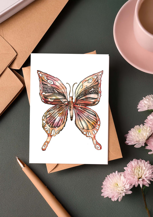 Butterfly Mandala Greeting Card – Watercolour Boho