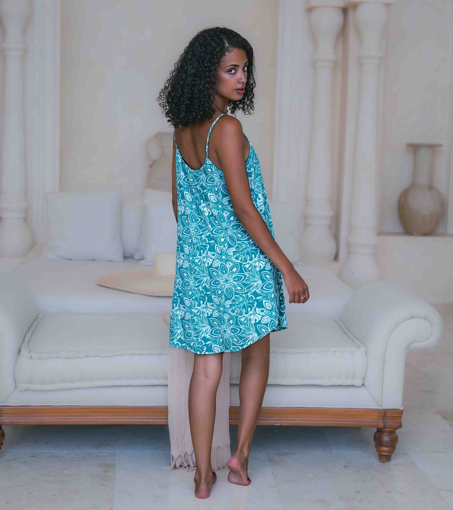 Summer Slip Dress - Teal Turquoise Loose Fit