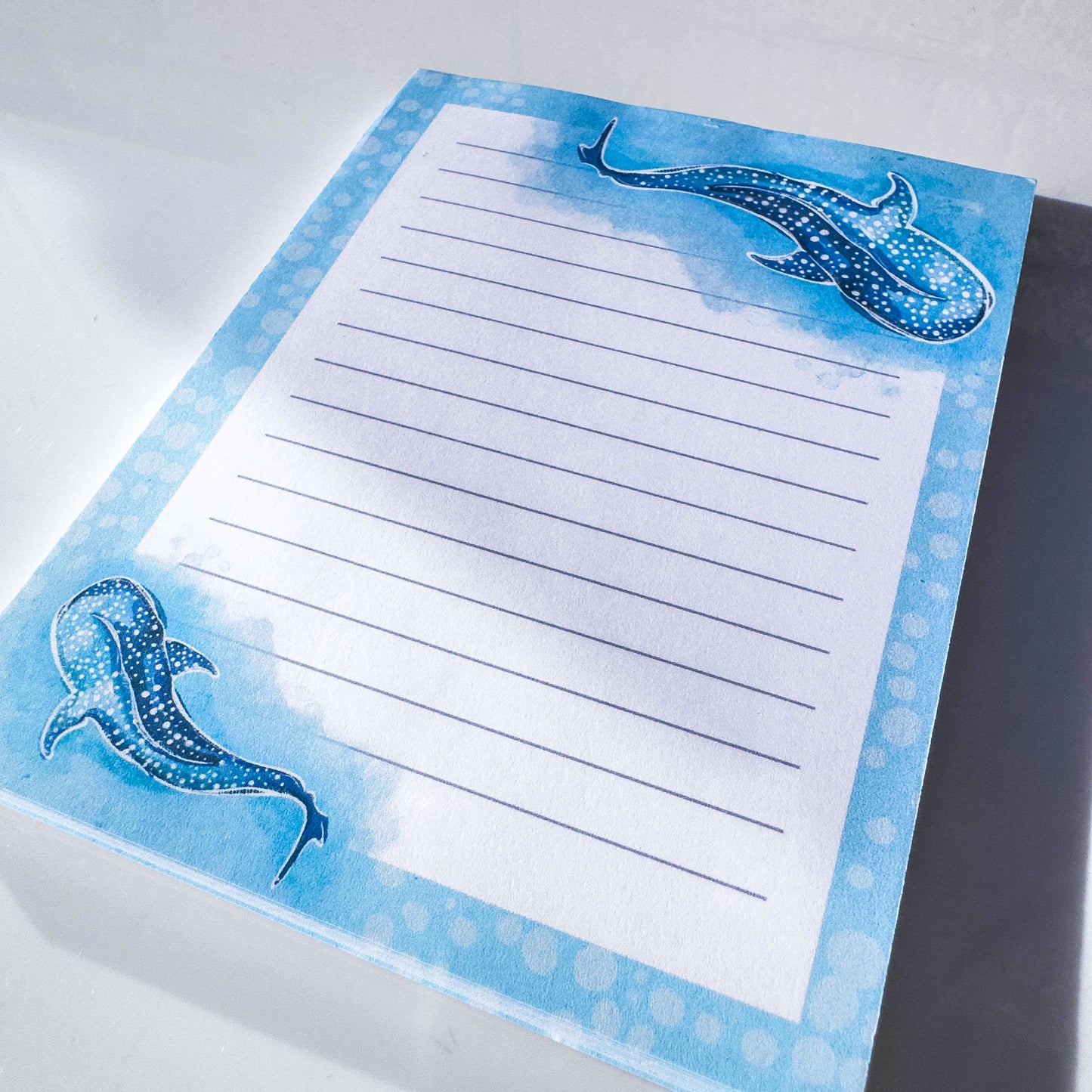 Whale Shark Note Pad – Ocean Inspired Art Illustration note Book – close up detail