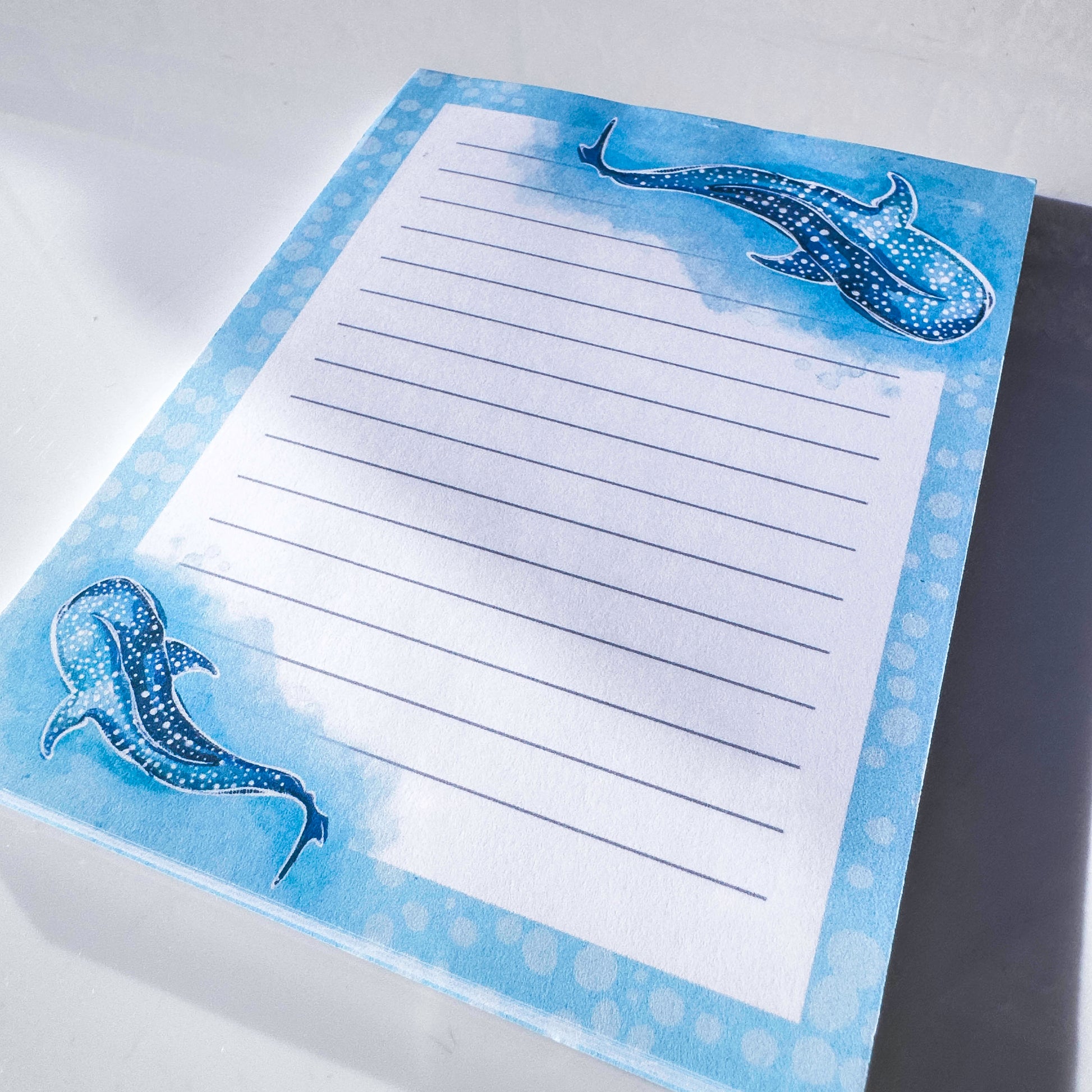 Whale Shark Note Pad – Ocean Inspired Art Illustration note Book – close up detail